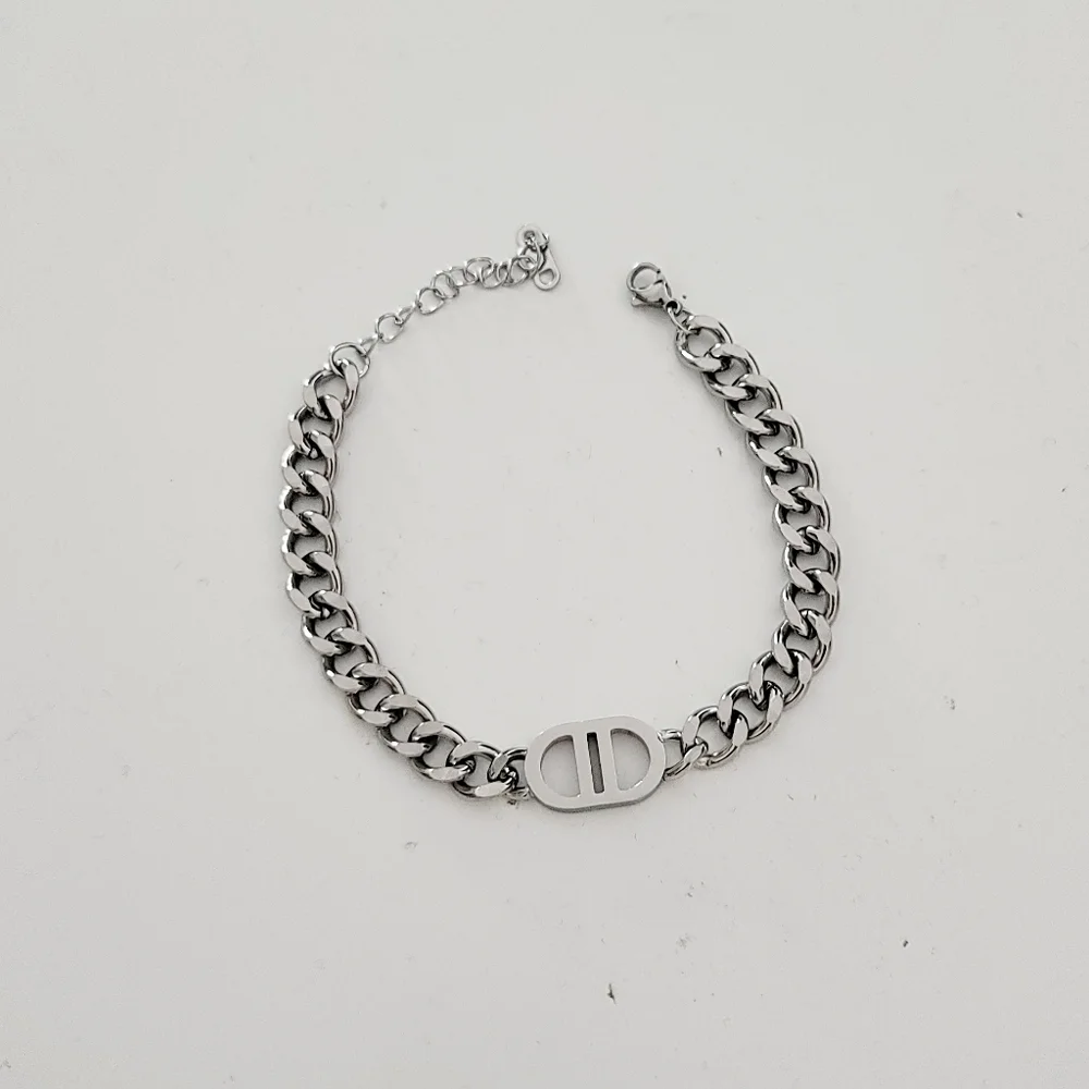 Stainless steel silver tone chunky chain bracelet new